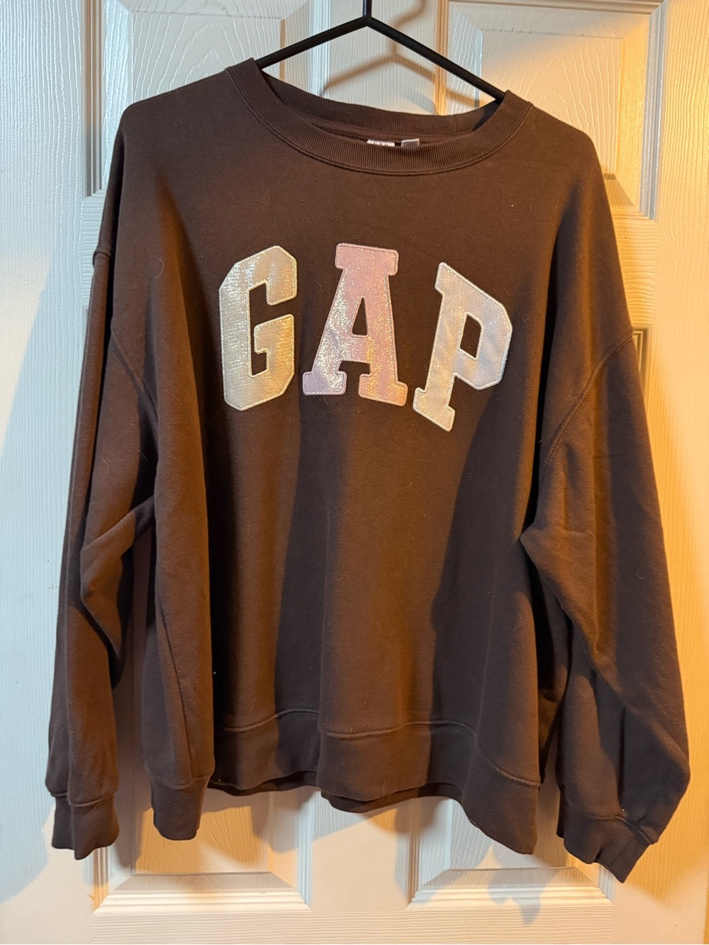 GAP Women’s Brown Crewneck Sweatshirt with Iridescent Logo